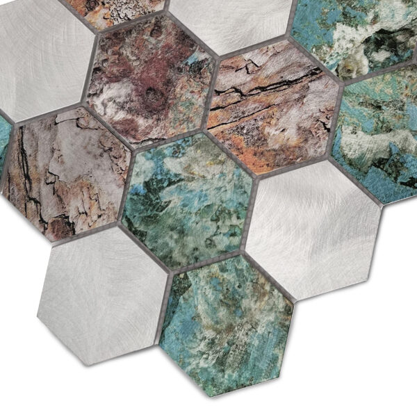 Mozaic metalic Allumi Hexagon Patina 73 3
